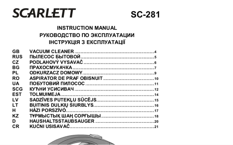 Image de la première page du manuel de l'appareil SC-281