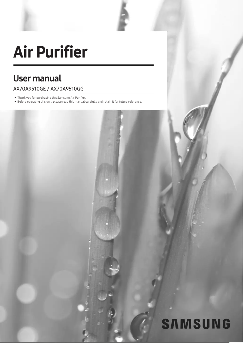 Page 1 de la notice Manuel utilisateur Samsung AX70A9510GE