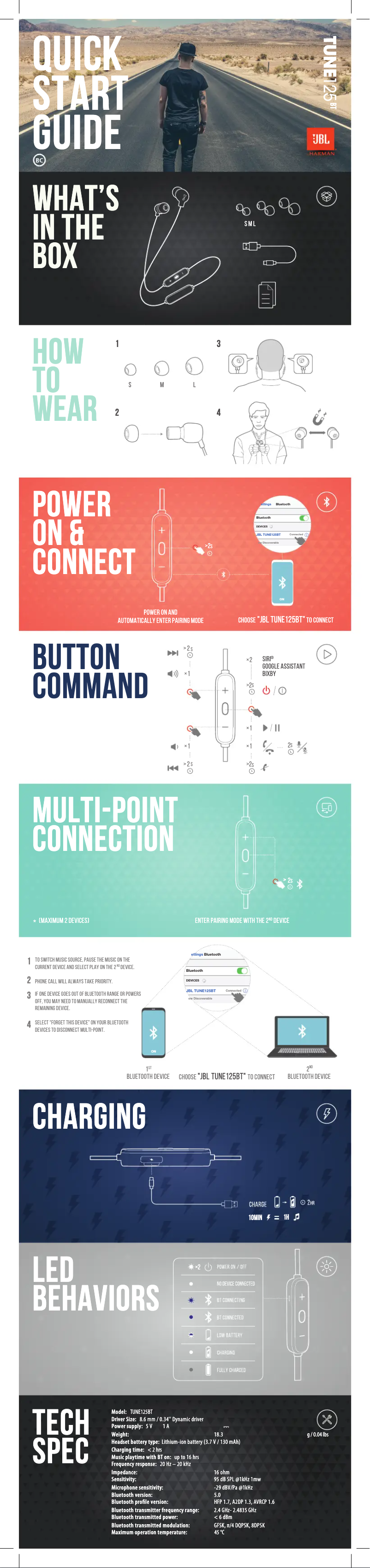 Image de la première page du manuel de l'appareil Tune 125BT