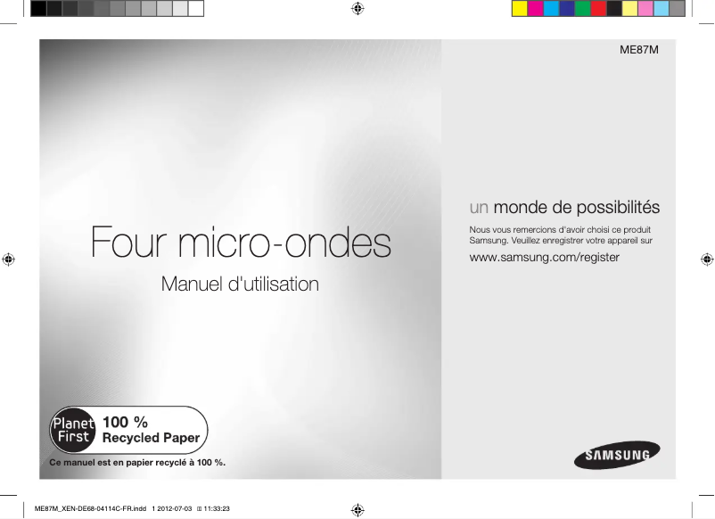 Image de la première page du manuel de l'appareil ME87M