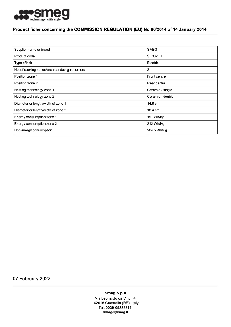 Page n°1 - Brochure Smeg SE332EB