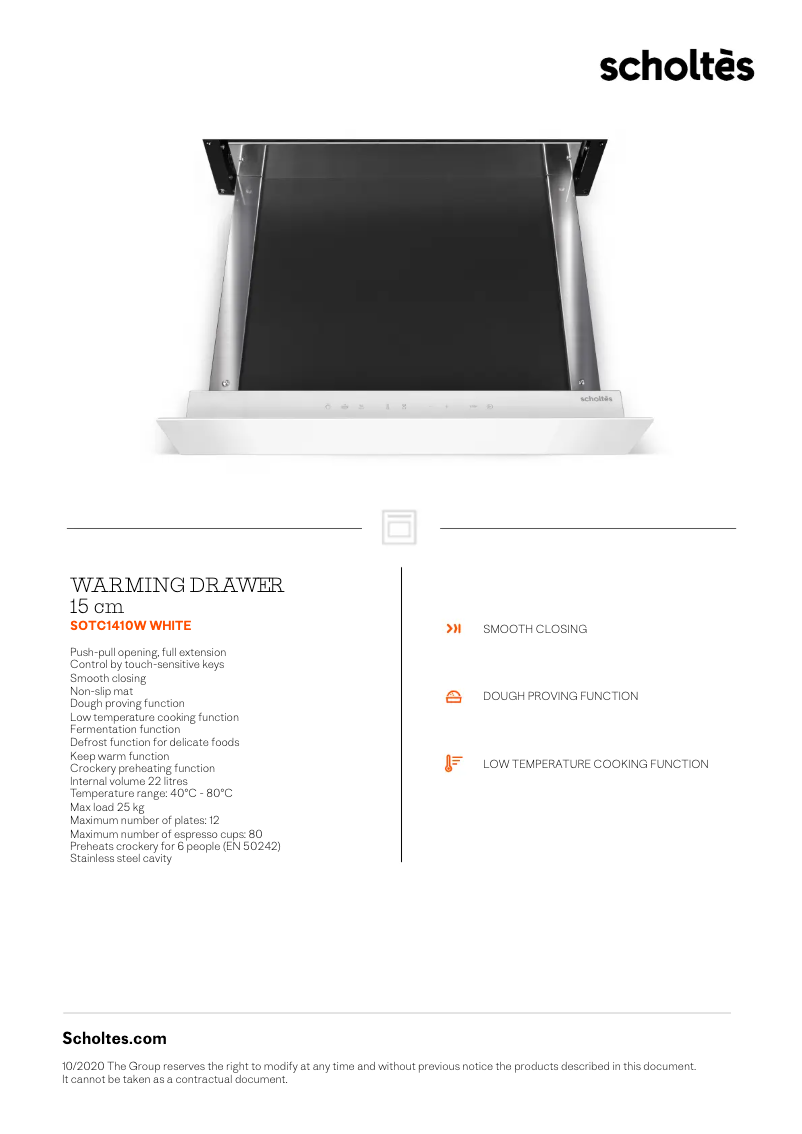 Page 1 de la notice Manuel utilisateur Scholtès SOTC1410W