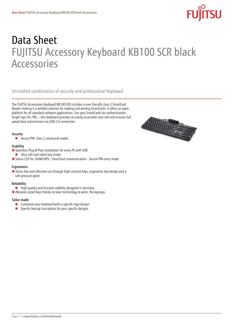 Page n°1 - Manuel utilisateur Fujitsu KB915