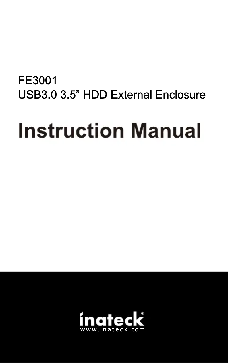 Page n°1 - Manuel utilisateur Inateck FE3001