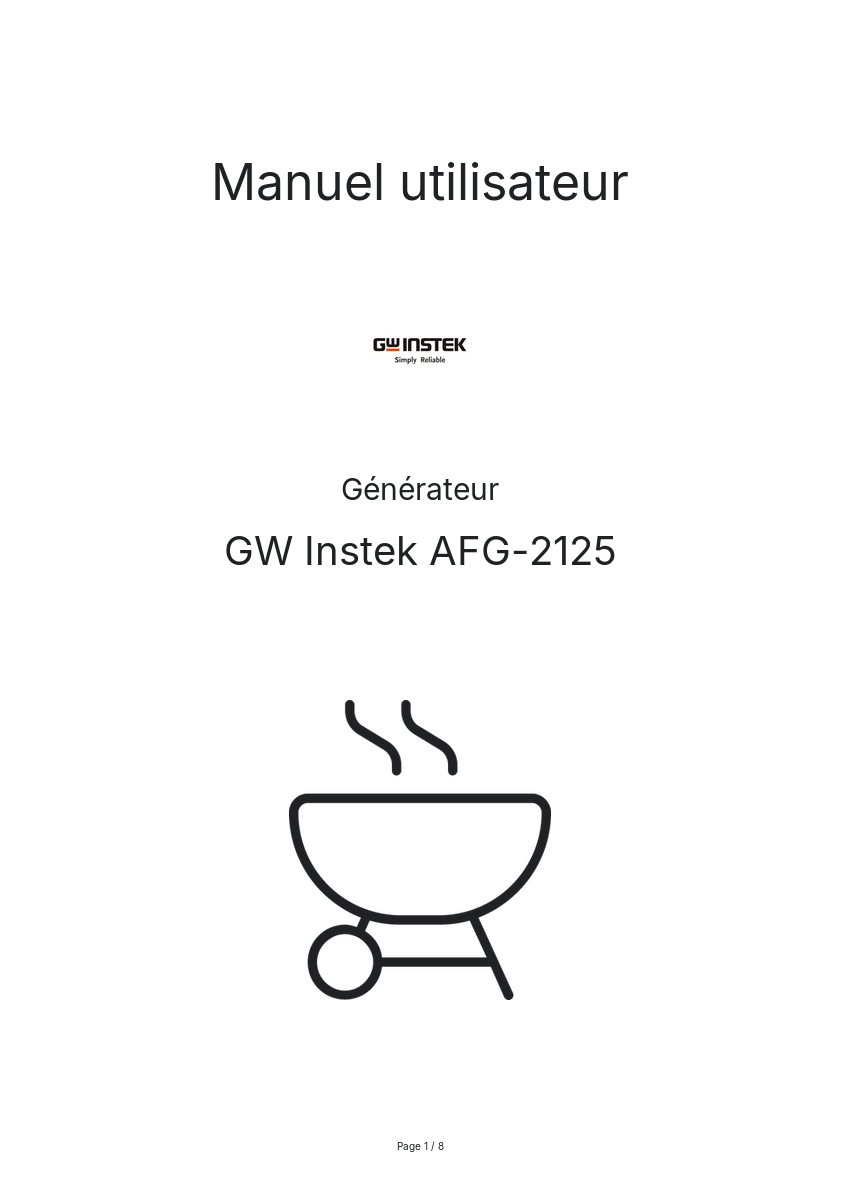 Page n°1 - Manuel utilisateur GW Instek AFG-2125