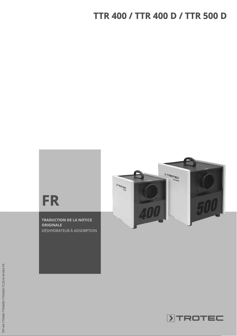 Page 1 de la notice Manuel utilisateur Trotec TTR 500 D