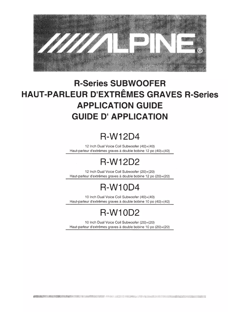 Page n°1 - Manuel utilisateur Alpine R-W12D2