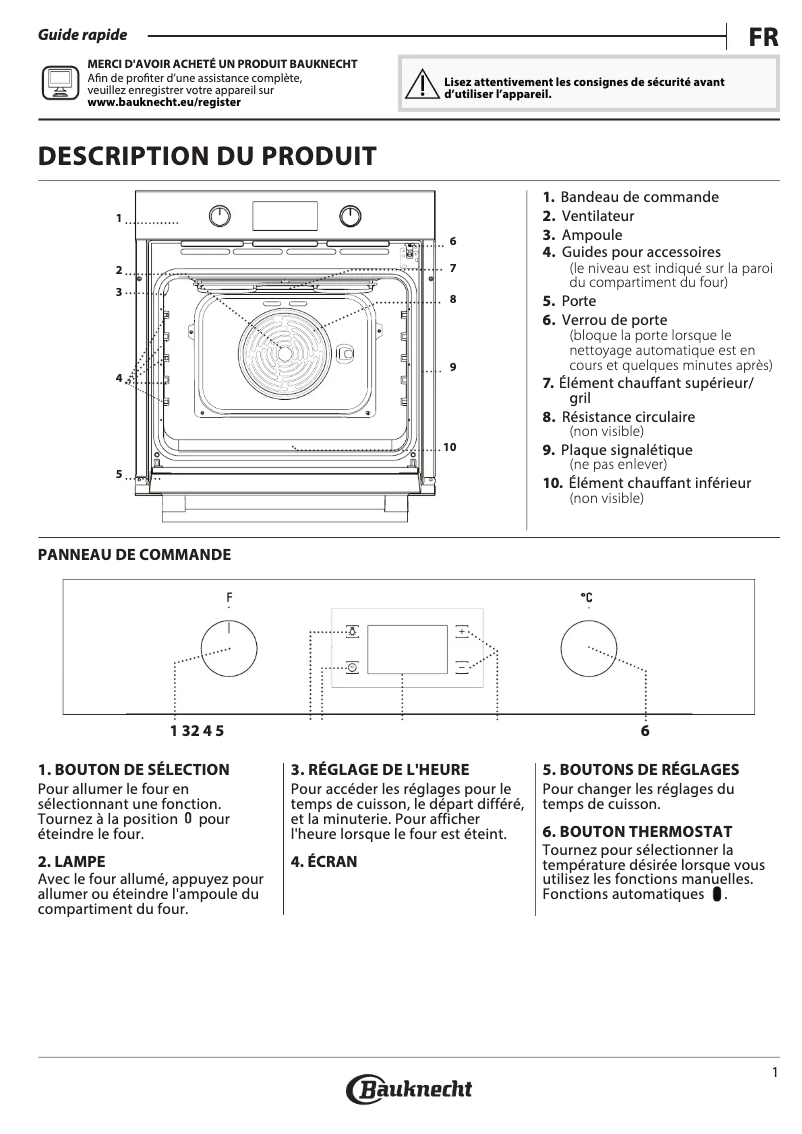 Page n°1 - Manuel d'utilisation et d'entretien Bauknecht BAK3 KP8V IN