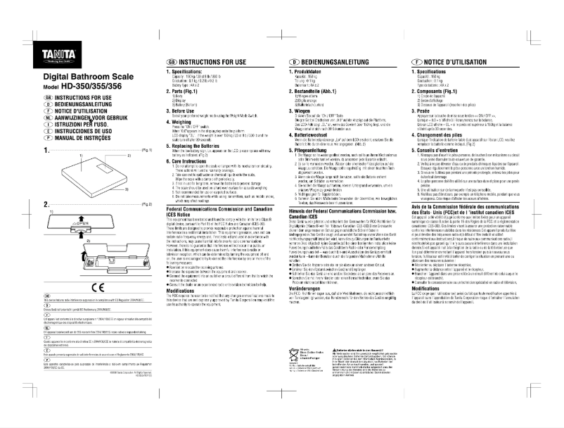 Página 1 del manual Manual de usuario Tanita HD-356