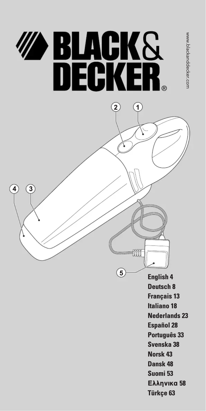 Page 1 de la notice Manuel utilisateur Black & Decker WV4815