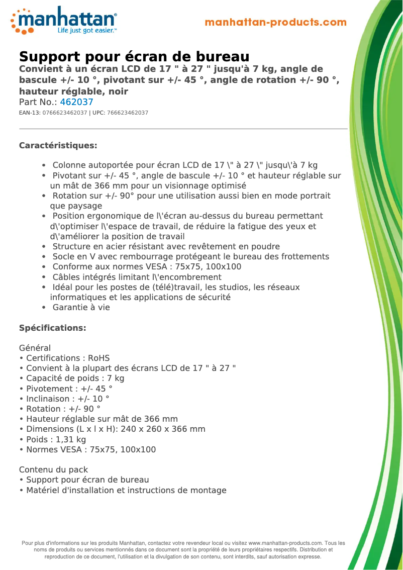 Page n°1 - Fiche technique Manhattan 462037