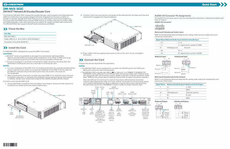 Page n°1 - Manuel utilisateur Crestron DM-NVX-352C