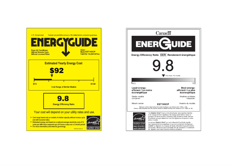 Page 1 de la notice Label énergétique Haier EST10XCP