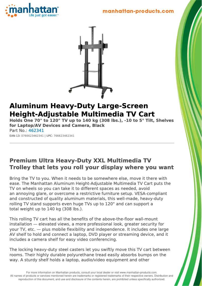 Page 1 de la notice Fiche technique Manhattan 462341