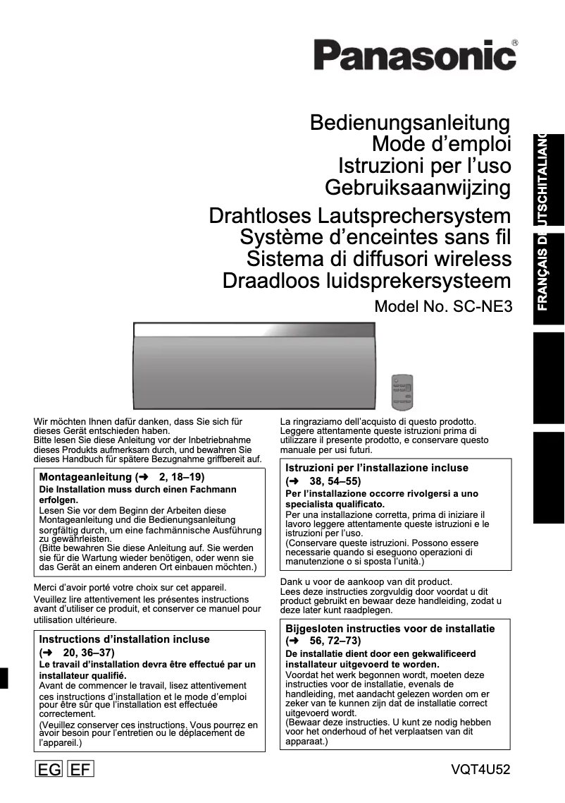 Page 1 de la notice Manuel utilisateur Panasonic SC-NE3