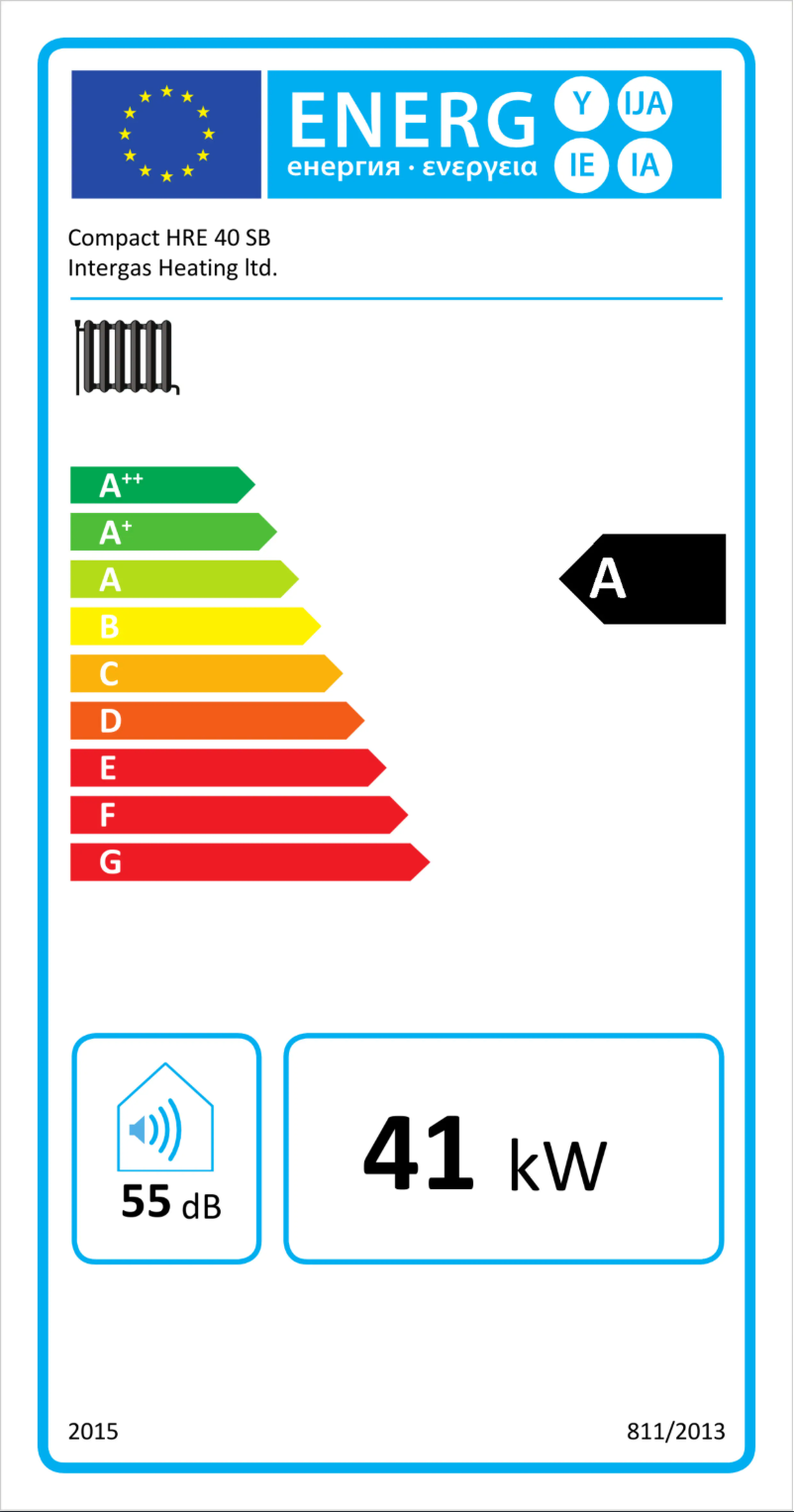 Page 1 de la notice Label énergétique Intergas Compact HRE 40 SB