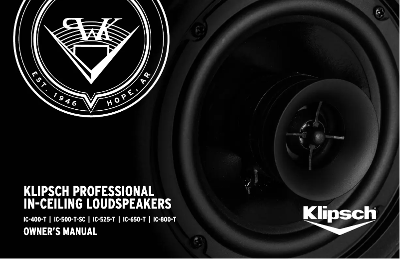 Page n°1 - Manuel utilisateur Klipsch IC-800-T