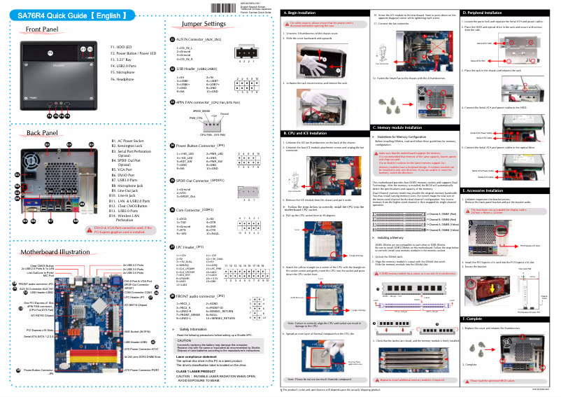 Page 1 de la notice Manuel utilisateur Shuttle XPC SA76R4