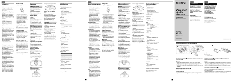 Page 1 de la notice Manuel utilisateur Sony ZS-Y3L