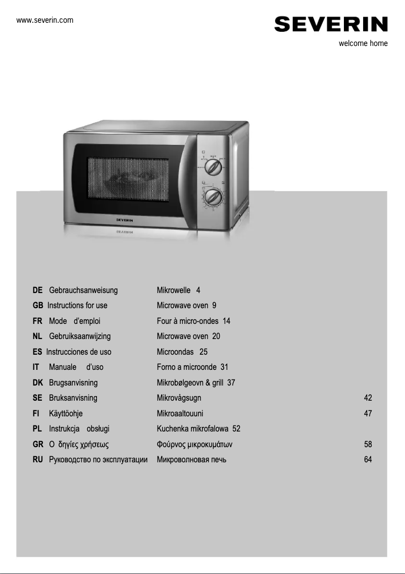 Page n°1 - Manuel utilisateur Severin MW 9709