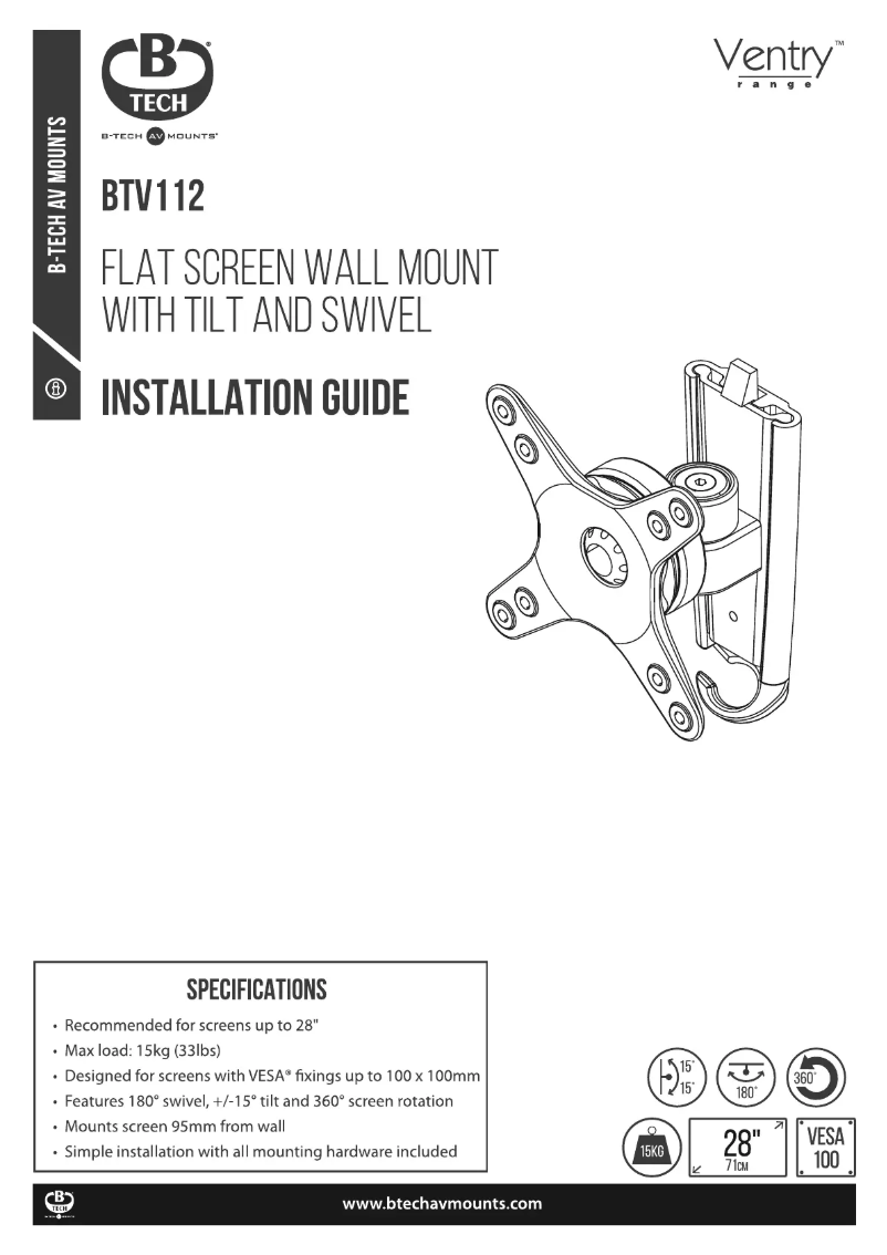 Page 1 de la notice Guide d'installation B-Tech BTV112