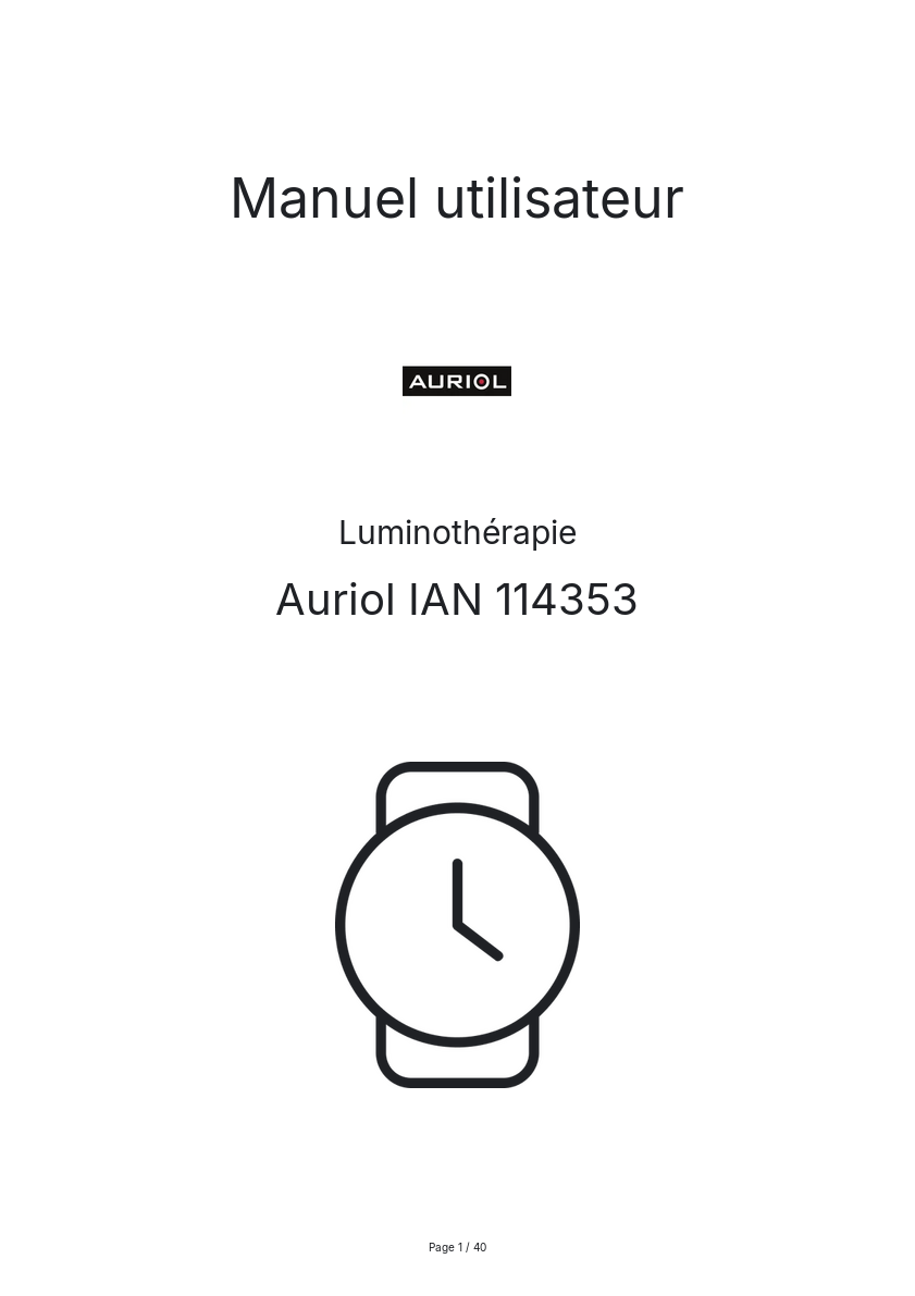 Image de la première page du manuel de l'appareil IAN 114353