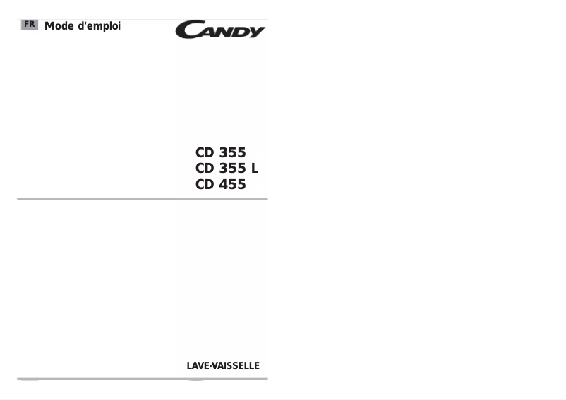 Page 1 de la notice Manuel utilisateur Candy CD 355-47