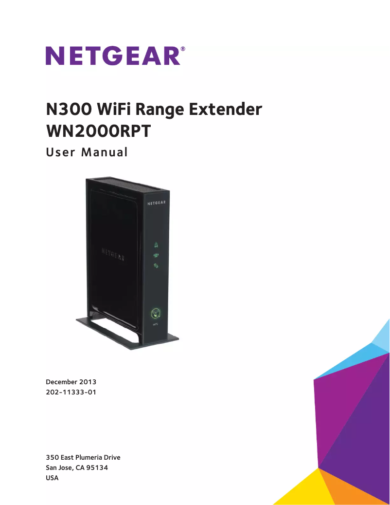 Page n°1 - Manuel utilisateur Netgear WN2000RPT