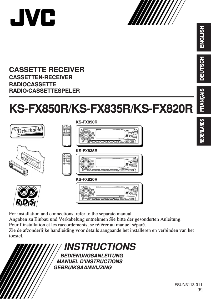 Page 1 of the manual User Manual JVC KS-FX834R