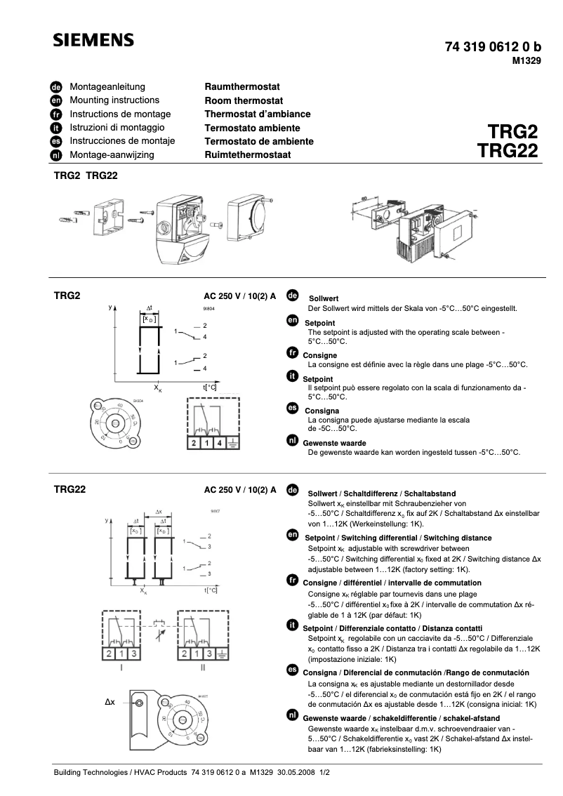 Page 1 de la notice Manuel utilisateur Siemens TRG2