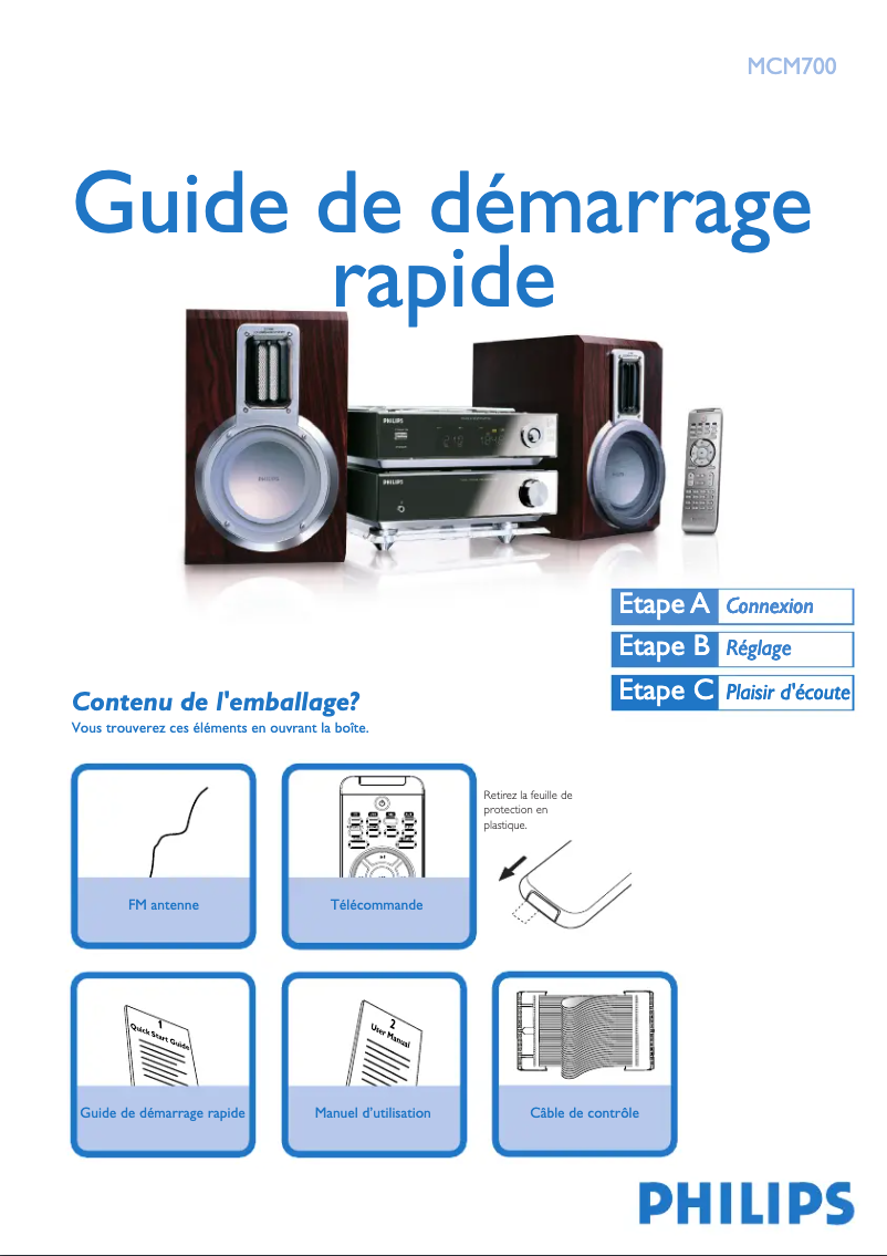Page n°1 - Guide de démarrage rapide Philips MCM700