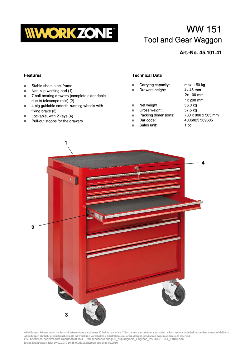 Page 1 de la notice Manuel utilisateur Workzone WW 151