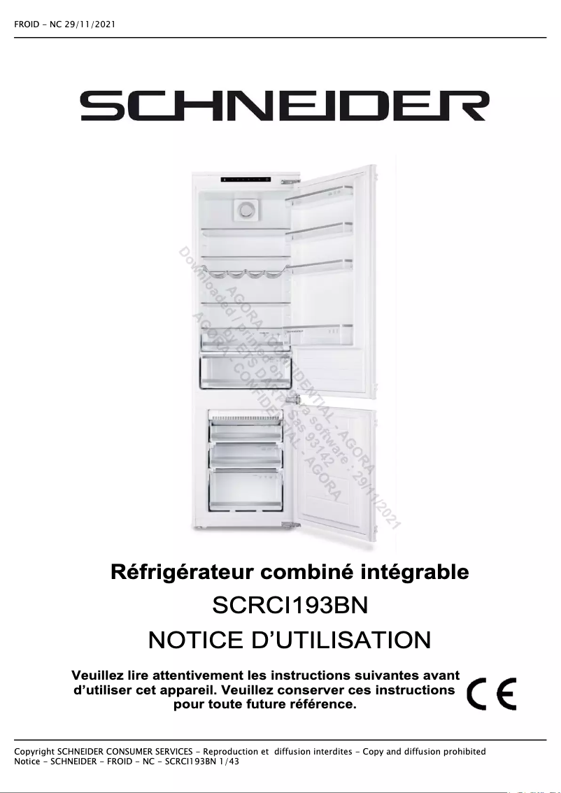 Page 1 de la notice Manuel utilisateur Schneider SCRCI193BN