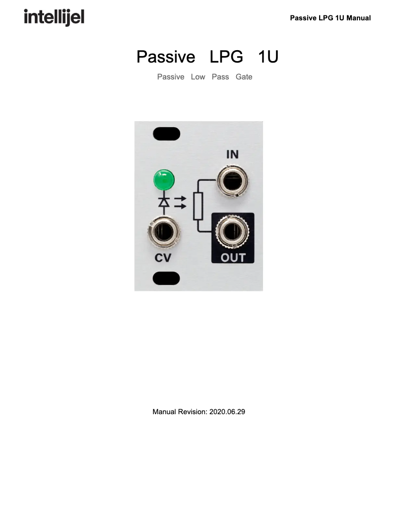 Image de la première page du manuel de l'appareil Passive LPG 1U