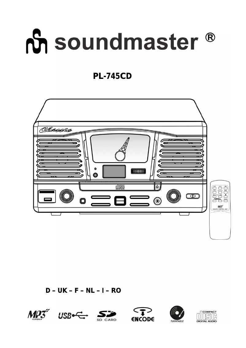 Page n°1 - Manuel utilisateur Soundmaster PL-745CD