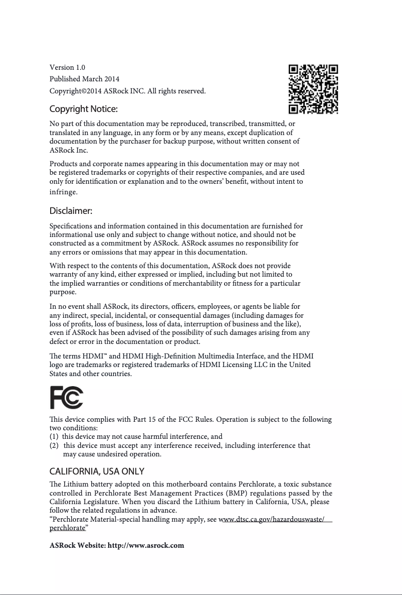 Image de la première page du manuel de l'appareil FM2A88X+ BTC