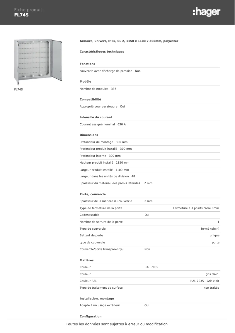 Image de la première page du manuel de l'appareil FL74S