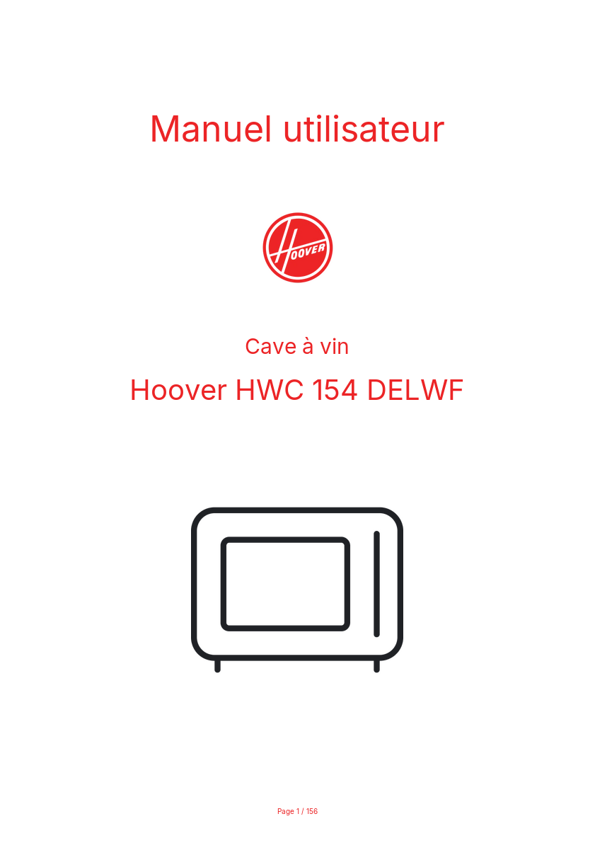 Page n°1 - Manuel utilisateur Hoover HWC 154 DELWF