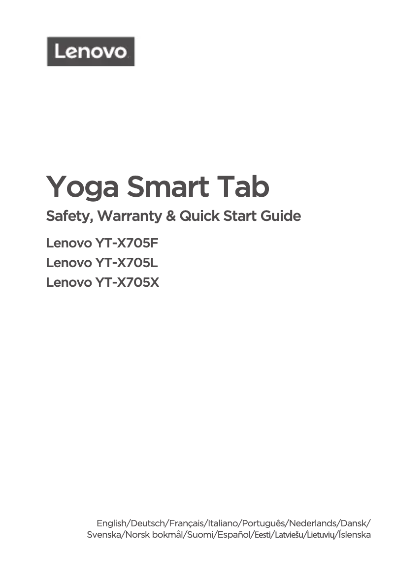 Image de la première page du manuel de l'appareil Yoga Smart Tab