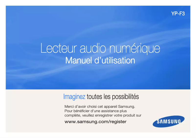 Page 1 de la notice Manuel utilisateur Samsung YP-F3QB