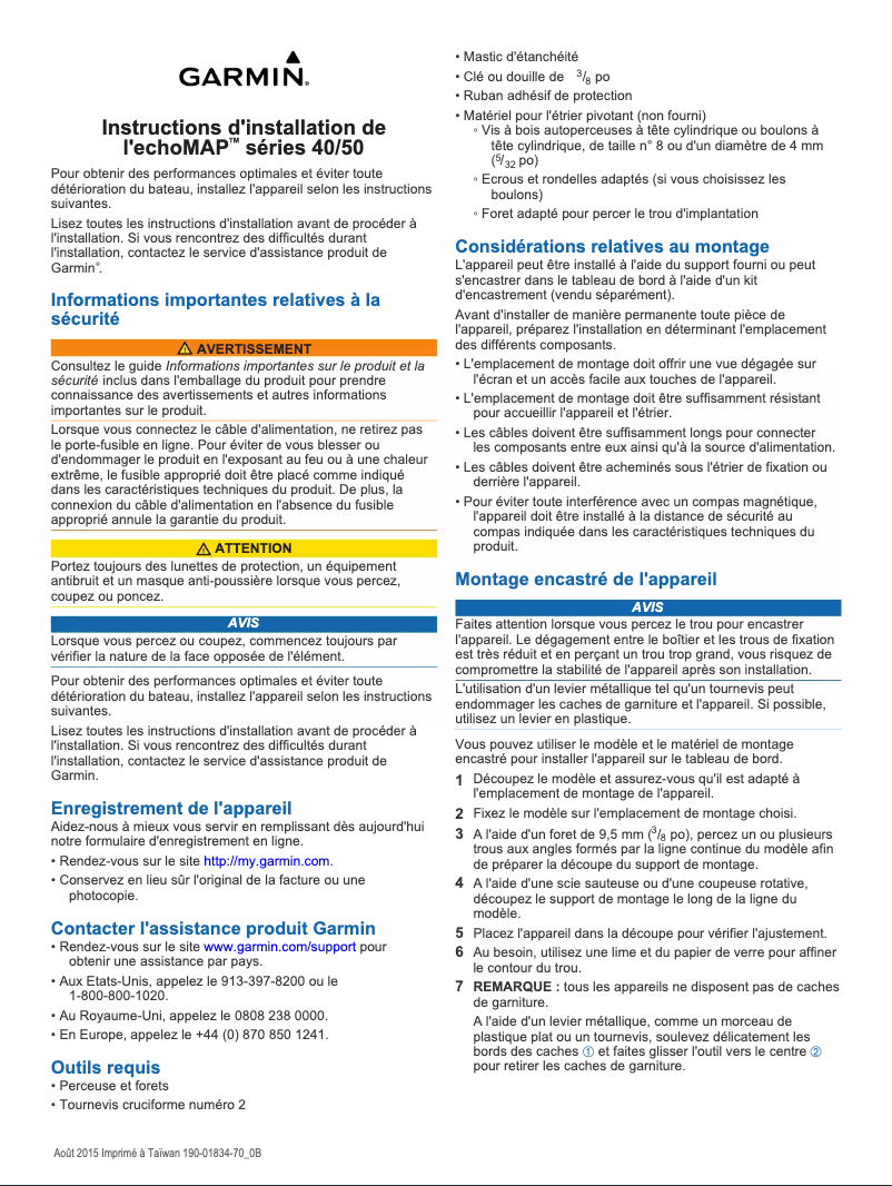 Page n°1 - Guide d'installation Garmin EchoMAP 55dv