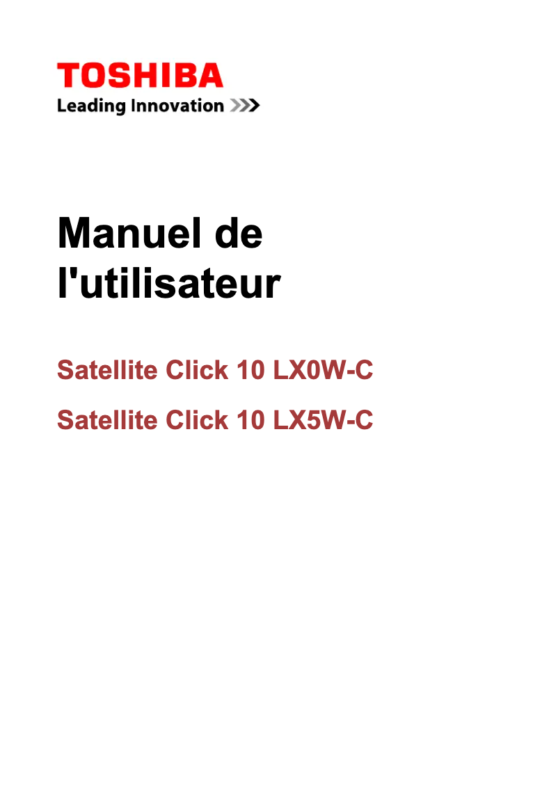 Page 1 de la notice Manuel utilisateur Toshiba Satellite Click 10 LX5W-C