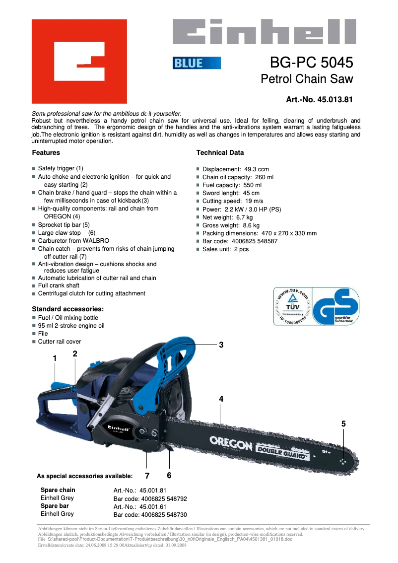 Image de la première page du manuel de l'appareil BG-PC 5045