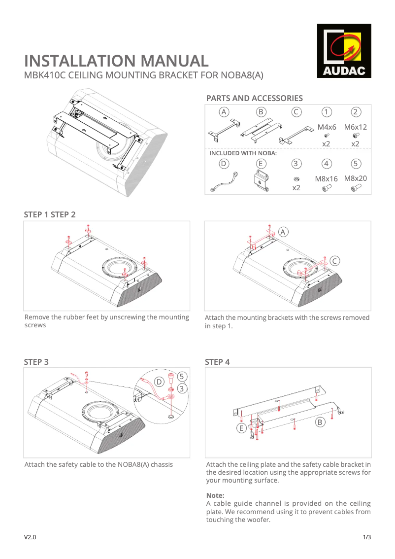 Page n°1 - Manuel utilisateur Audac MBK410C