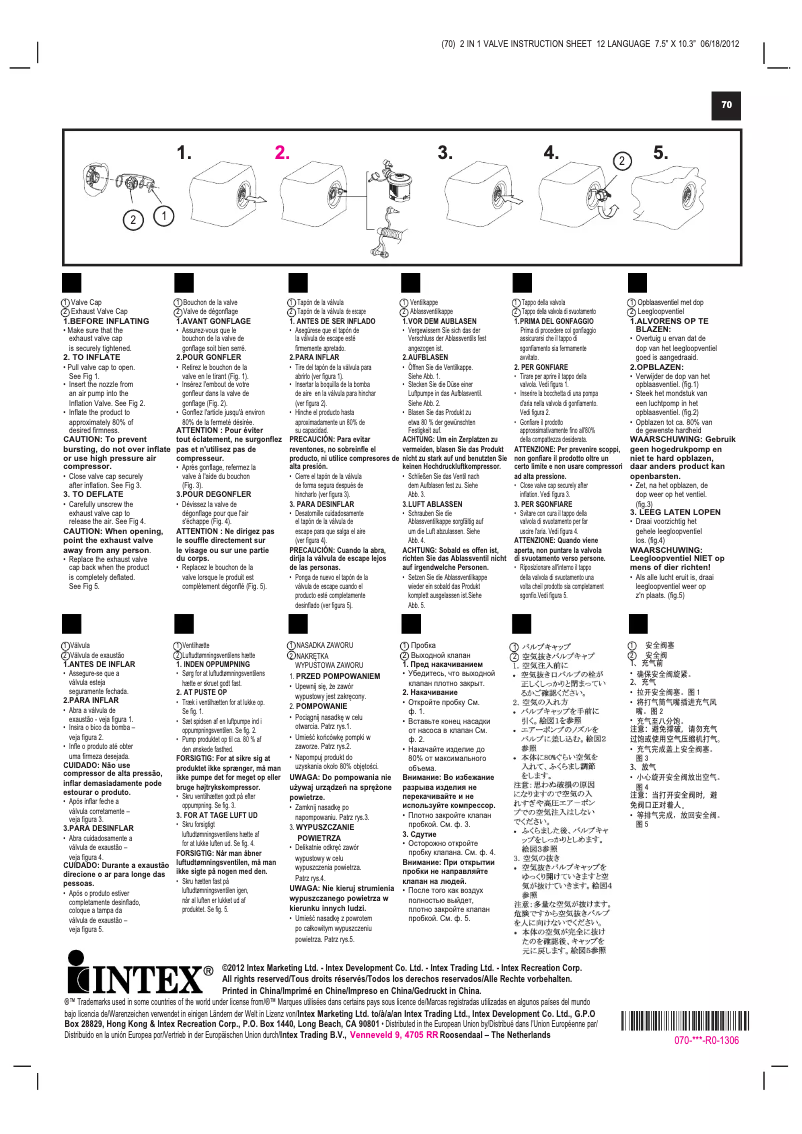 Page n°1 - Manuel utilisateur Intex 68757