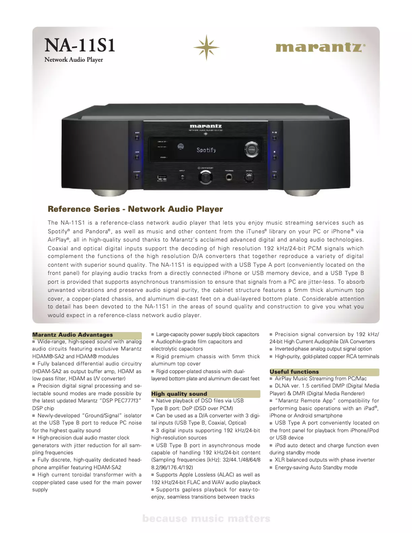 Image de la première page du manuel de l'appareil NA-11S1