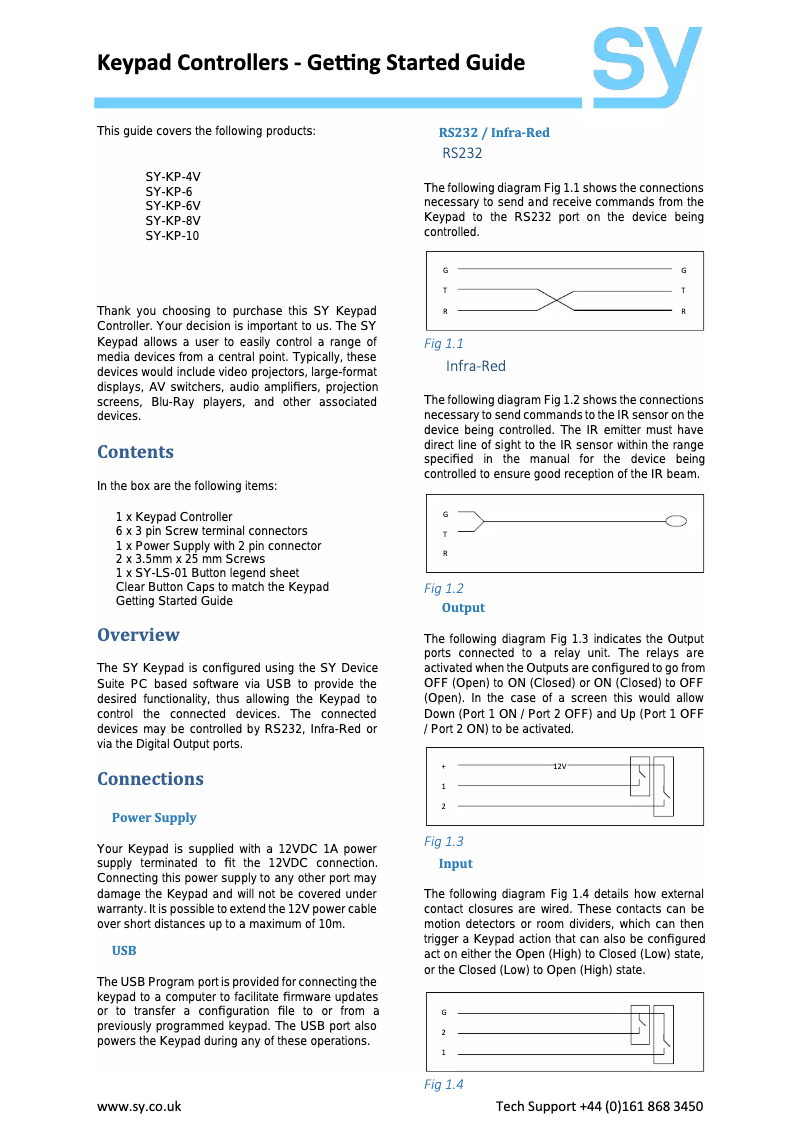 Página 1 del manual Manual de usuario SY Electronics SY-KP4NV-EA