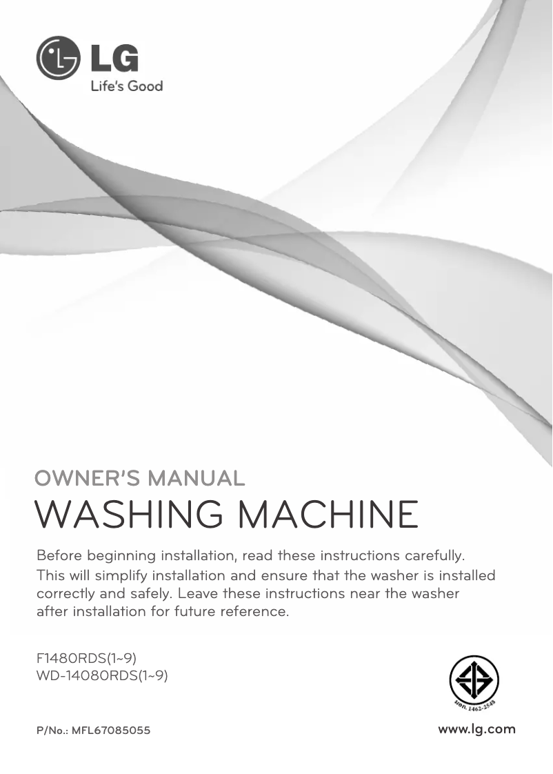 Page 1 de la notice Manuel utilisateur LG WD-14080RDS