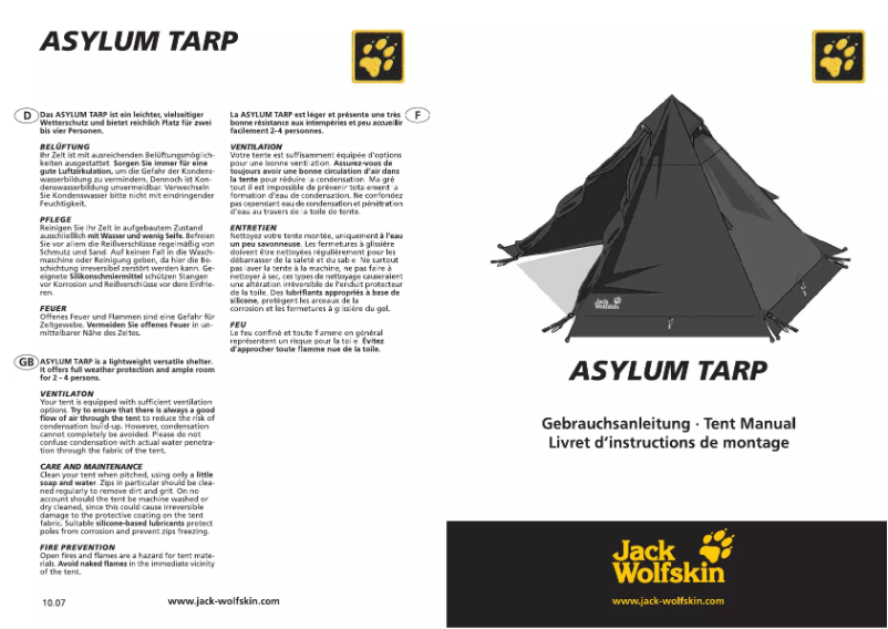 Página 1 del manual Manual de usuario Jack Wolfskin Asylum Tarp