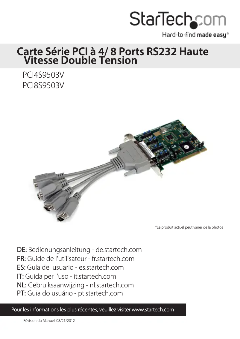 Page n°1 - Manuel utilisateur StarTech.com PCI8S9503V